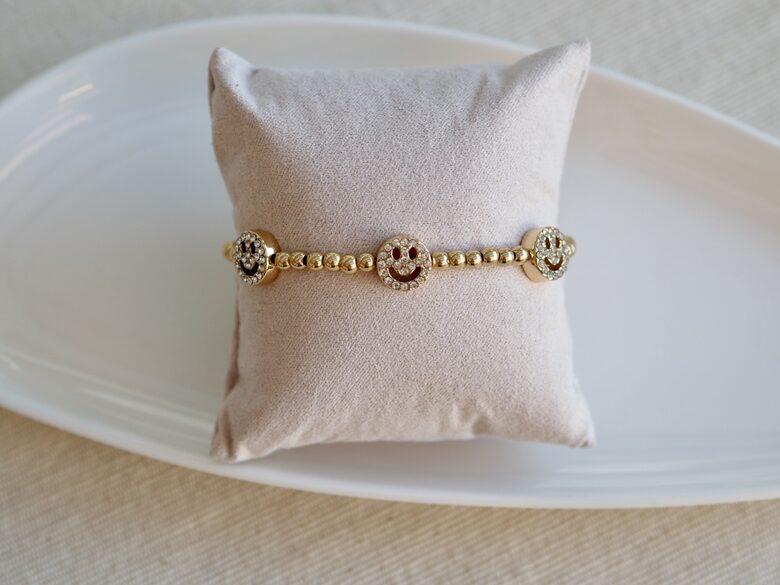 Perlenarmband mit Glitzersmileys